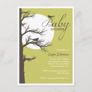 Halloween Thleed Baby shower Bird Tree Silhouette Kaart