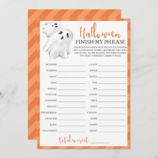 Halloween Thleed Party Game Voltooi Mijn zin (Voorkant / Achterkant)