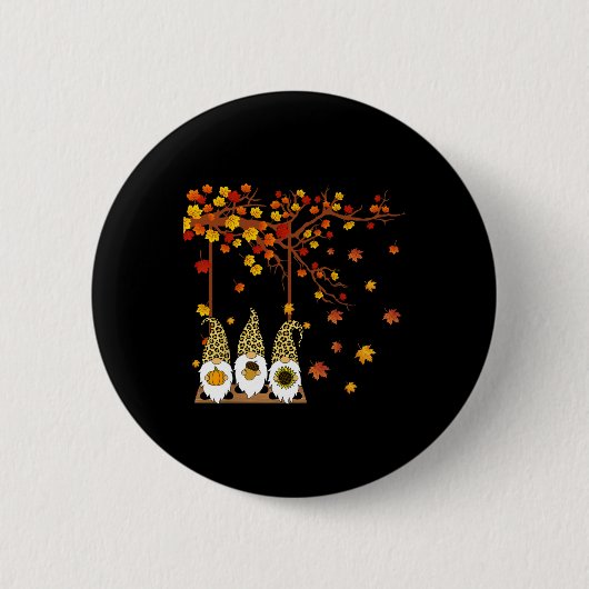 Halloween Three Gnomen Pet Leopard Pumpkin Herfst Ronde Button 5,7 Cm (Voorkant)