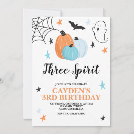 Halloween Three Spirit 3de verjaardag Blauwe Pompo Kaart