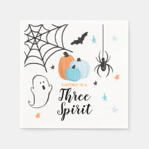 Halloween Three Spirit 3de verjaardag Blauwe Pompo Servet