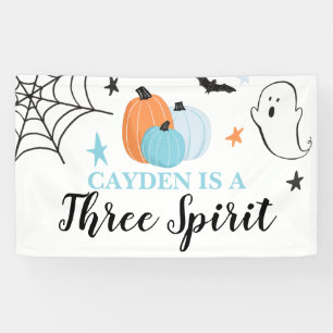 Halloween Three Spirit blauwe pompoenen 3e verjaar Spandoek