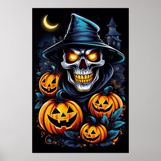 Halloween Thrills met dit Glowing-Eyed Skelet Poster (Voorkant)