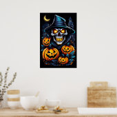 Halloween Thrills met dit Glowing-Eyed Skelet Poster (Keuken)