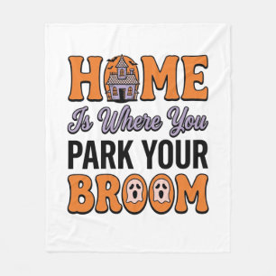 Halloween Thuis Parkeer Je Bezem Vintage Typografi Fleece Deken