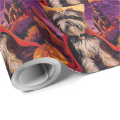 Halloween Tibetaanse Terriër Vampier Pompoenen eng Cadeaupapier (Rol Hoek)