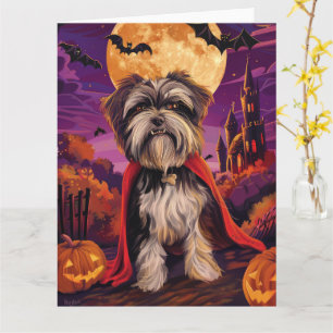 Halloween Tibetaanse Terrier Vampier Pompoenen Eng Kaart