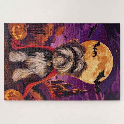 Halloween Tibetaanse Terriër Vampier Pompoenen eng Legpuzzel (Horizontaal)