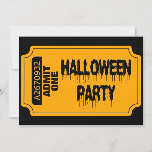 Halloween Ticket Invitation Kaart (Voorkant)