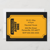 Halloween Ticket Invitation Kaart (Achterkant)