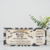 Halloween Ticket Koppel Borrel Schedels Uitnodigin Kaart (Staand voorkant)