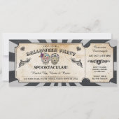 Halloween Ticket Skulls Party Spooky Scroll Event Kaart (Voorkant)