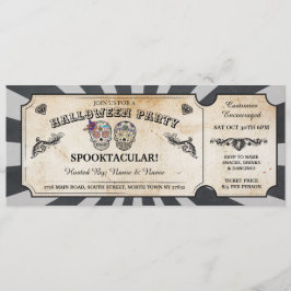 Halloween Ticket Skulls Party Spooky Scroll Event Kaart