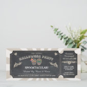 Halloween Ticket Sugar Skulls Party Spooky Event Kaart (Staand voorkant)