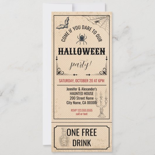  Halloween Ticket Uitnodiging (Voorkant)