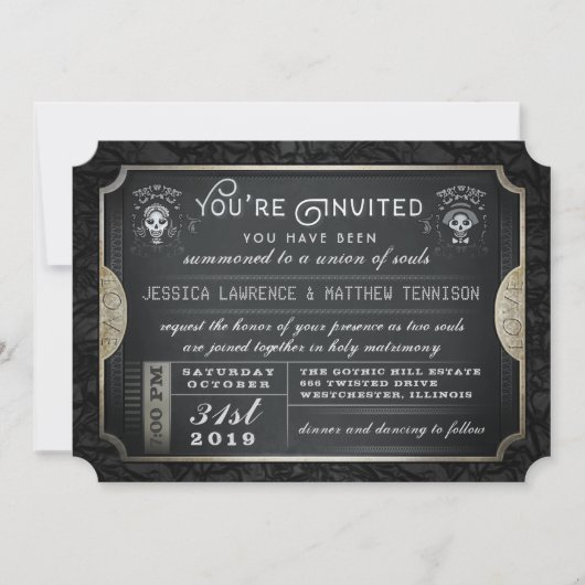 Halloween Ticket Union of Souls Wedding Invitation Kaart (Voorkant)