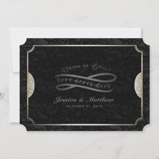 Halloween Ticket Union of Souls Wedding Invitation Kaart (Achterkant)