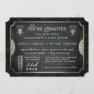 Halloween Ticket Union of Souls Wedding Invitation Kaart