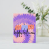 Halloween Tie Dye Pompoen Hand Getekend Briefkaart (Staand voorkant)
