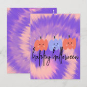 Halloween Tie Dye Pompoen Hand Getekend Briefkaart (Voorkant / Achterkant)