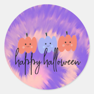 Halloween Tie Dye Pompoen Hand Getekend Ronde Sticker