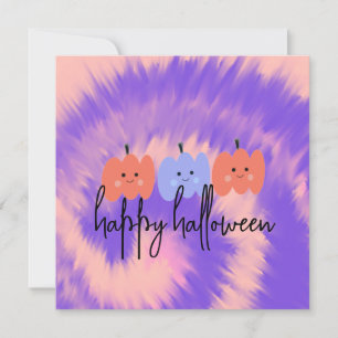 Halloween Tie Dye Pompoen Hand Getekende Kaart