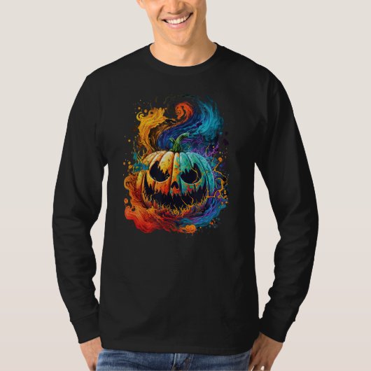 Halloween Tie Dye Pumpkin Jack O Lantern Kinder Vr T-shirt (Voorkant)