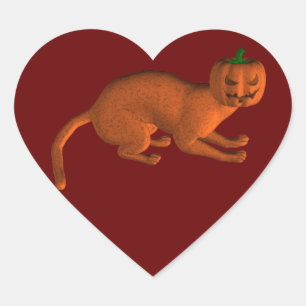 Halloween Tiger Cat Hart Sticker