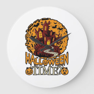 Halloween Tijd Geheime Huis Volle Maan Pompoenen Grote Klok
