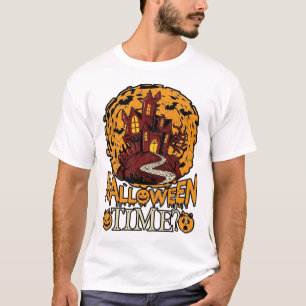 Halloween Tijd Geheime Huis Volle Maan Pompoenen T-shirt