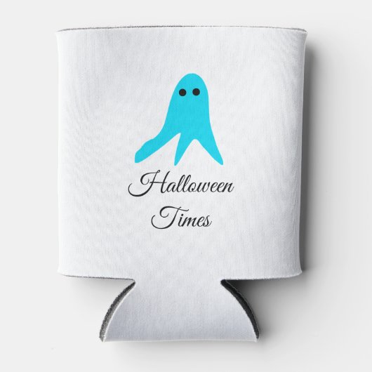 Halloween tijden blauwe spook krabbel hand-getrokk blikjeskoeler (Voorkant)