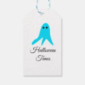 Halloween tijden blauwe spook krabbel hand-getrokk cadeaulabel (Achterkant)