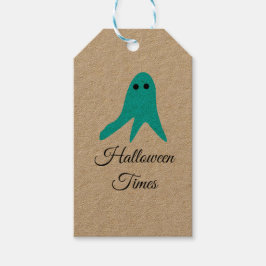 Halloween tijden blauwe spook krabbel hand-getrokk cadeaulabel