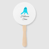 Halloween tijden blauwe spook krabbel hand-getrokk handwaaier (Achterkant)