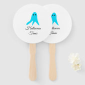 Halloween tijden blauwe spook krabbel hand-getrokk handwaaier (Voorkant en achterkant)