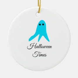 Halloween tijden blauwe spook krabbel hand-getrokk keramisch ornament