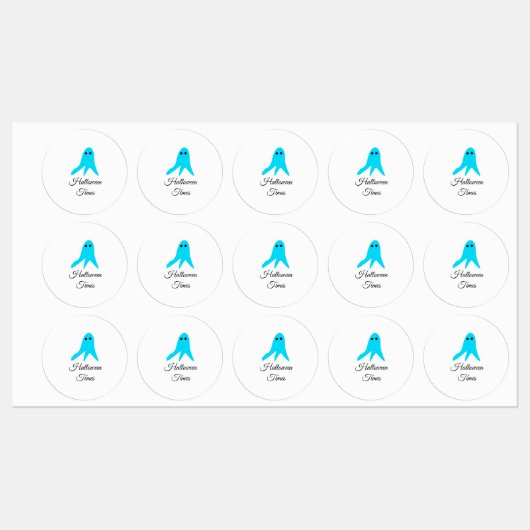 Halloween tijden blauwe spook krabbel hand-getrokk labels (Vel)