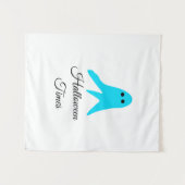 Halloween tijden blauwe spook krabbel hand-getrokk wandkleed (Voorkant (horizontaal))