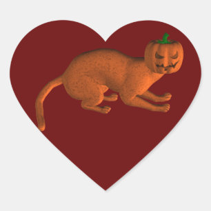 Halloween Tijgerkat Hart Sticker
