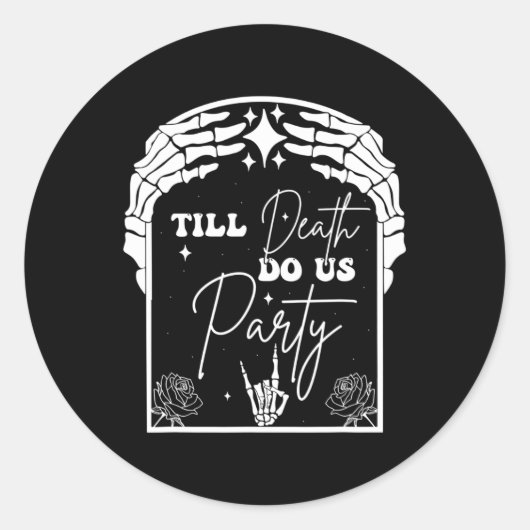 Halloween Til Death Do US Party Bachelorette Match Ronde Sticker (Voorkant)