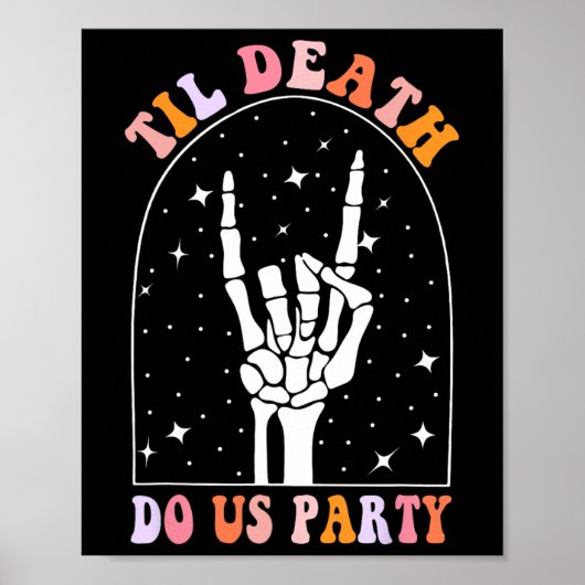 Halloween Til Death Do US Party Retro Bachelorette Poster (Voorkant)