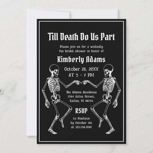Halloween Till Death Do Us Part Bridal Shower Kaart (Voorkant)