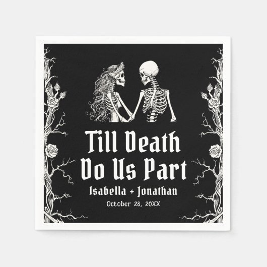 Halloween Till Death Do Us Part Skeletons Wedding Servet (Voorkant)