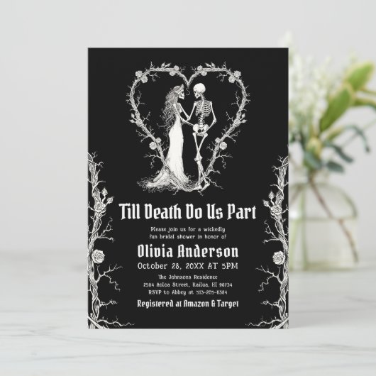 Halloween Till Death Do Us Part Vrijgezellenfeest Kaart (Staand voorkant)