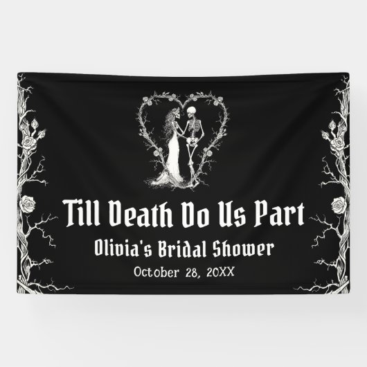 Halloween Till Death Do Us Part Vrijgezellenfeest Spandoek (Horizontaal)