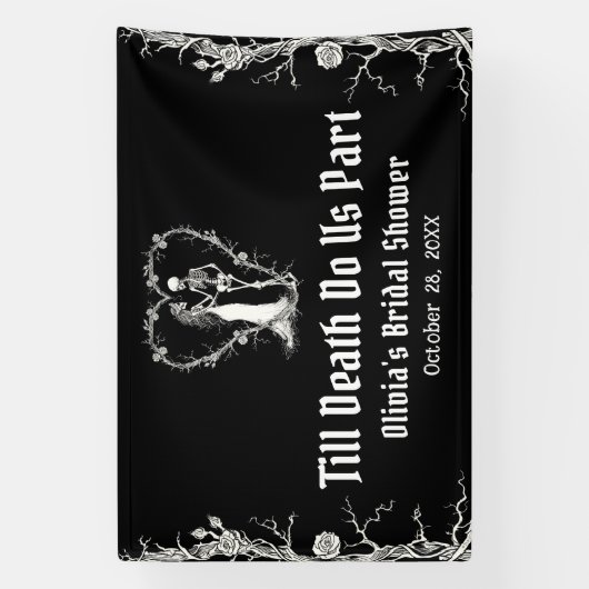 Halloween Till Death Do Us Part Vrijgezellenfeest Spandoek (Verticaal)