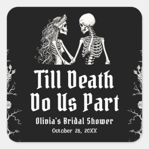 Halloween Till Death Do Us Part Vrijgezellenfeest Vierkante Sticker