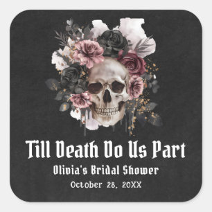 Halloween Till Death Do Us Part Vrijgezellenfeest Vierkante Sticker