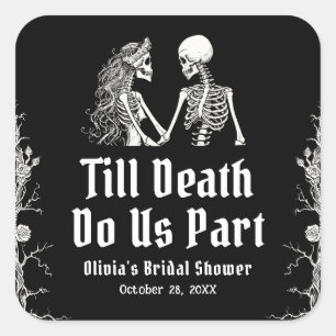 Halloween Till Death Do Us Part Vrijgezellenfeest Vierkante Sticker