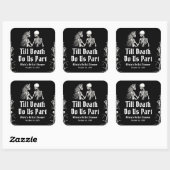 Halloween Till Death Do Us Part Vrijgezellenfeest Vierkante Sticker (Vel)